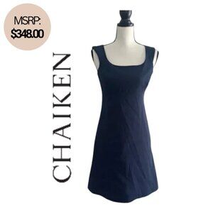 🔥NWT CHAIKEN Women's Navy Blue Sleeveless Summer Portrait Sheath Dress- Size 2